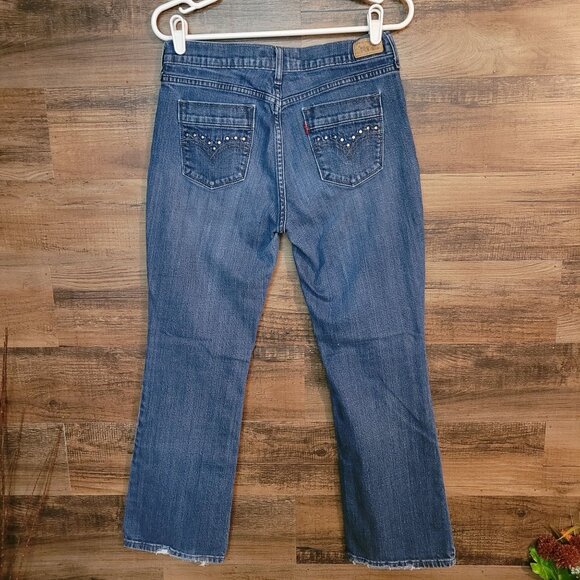 Levi's Jeans 8 S Bootcut 515 Mid Rise Studded Pockets Western Stretch - Picture 2 of 10